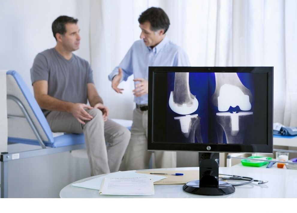 Arthrosis of the knee joint in picture X -ray